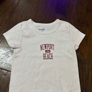 Brandy Melville White Short Sleeve Tee Newport Beach